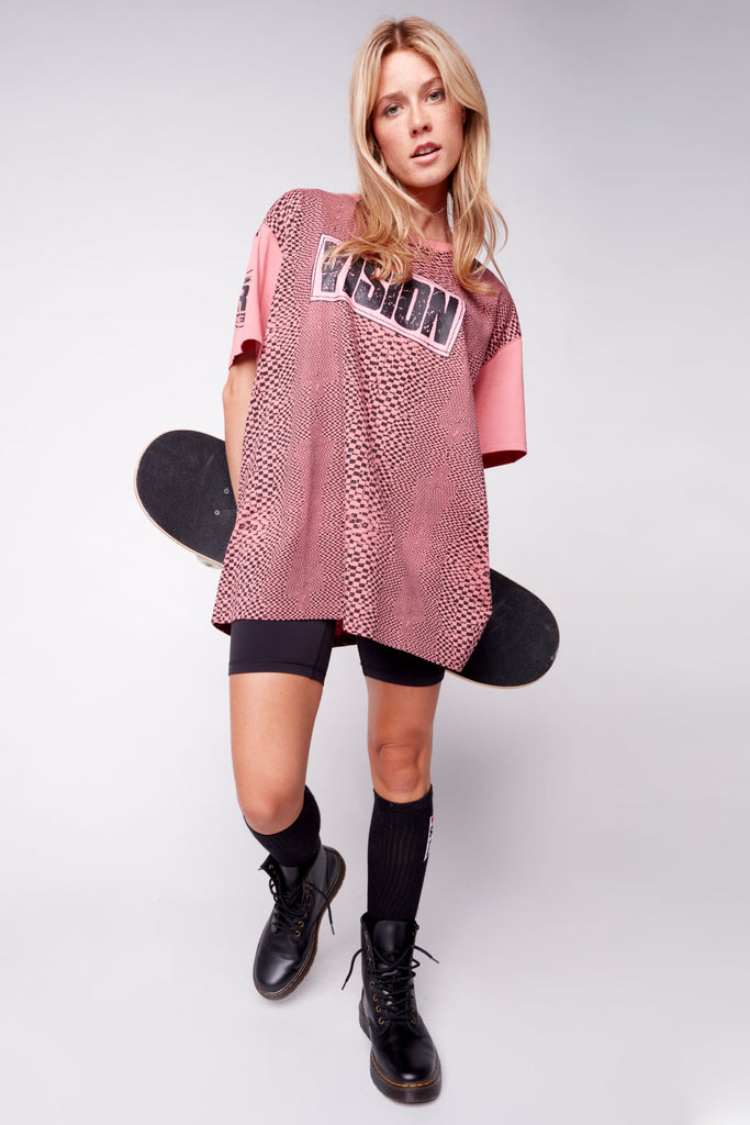 Broken Check T-Shirt - Dusty Rose - DENIM SOCIETY™