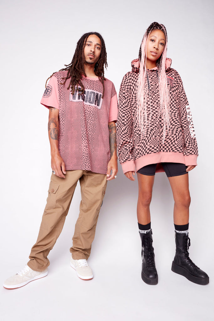 Broken Checks Hoodie - Dusty Rose - DENIM SOCIETY™