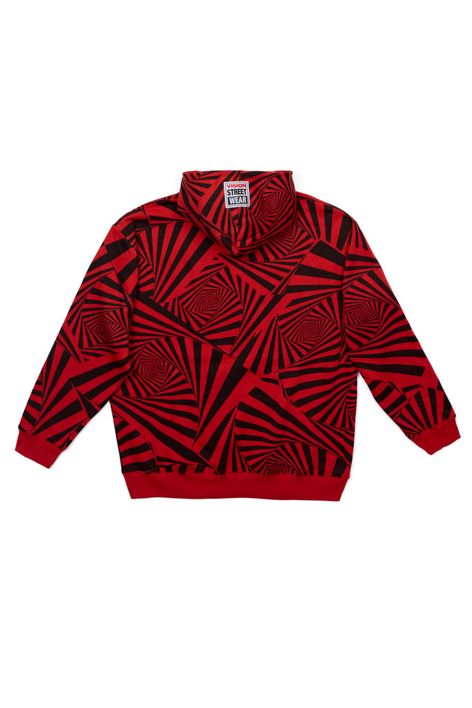 Aop Spirals Print Hoodie - Red - DENIM SOCIETY™