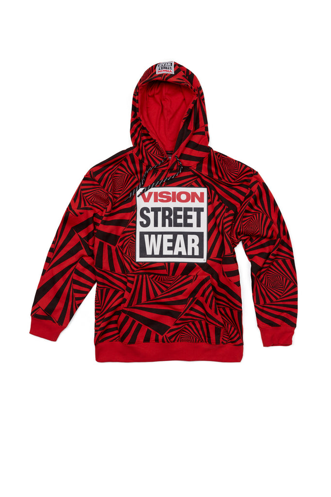 Aop Spirals Print Hoodie - Red - DENIM SOCIETY™