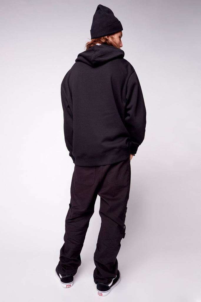 Front Embroided Logo Hoodie - Black - DENIM SOCIETY™