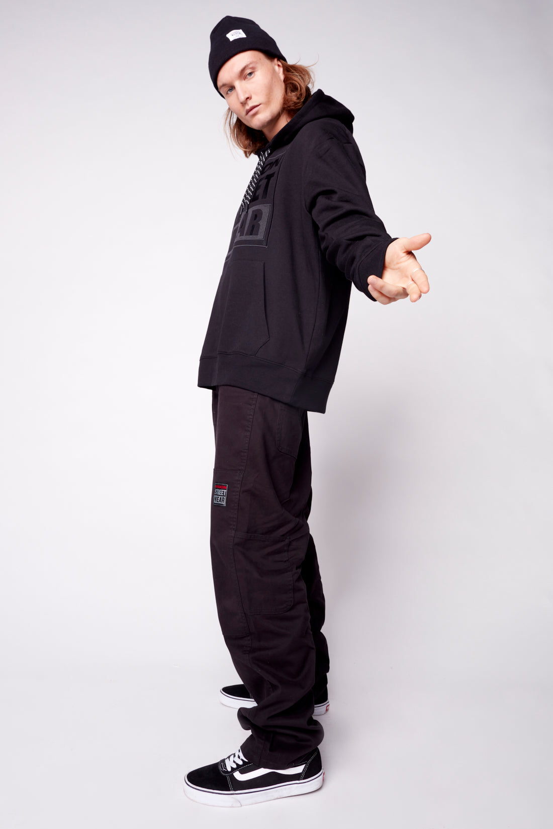 Front Embroided Logo Hoodie - Black - DENIM SOCIETY™