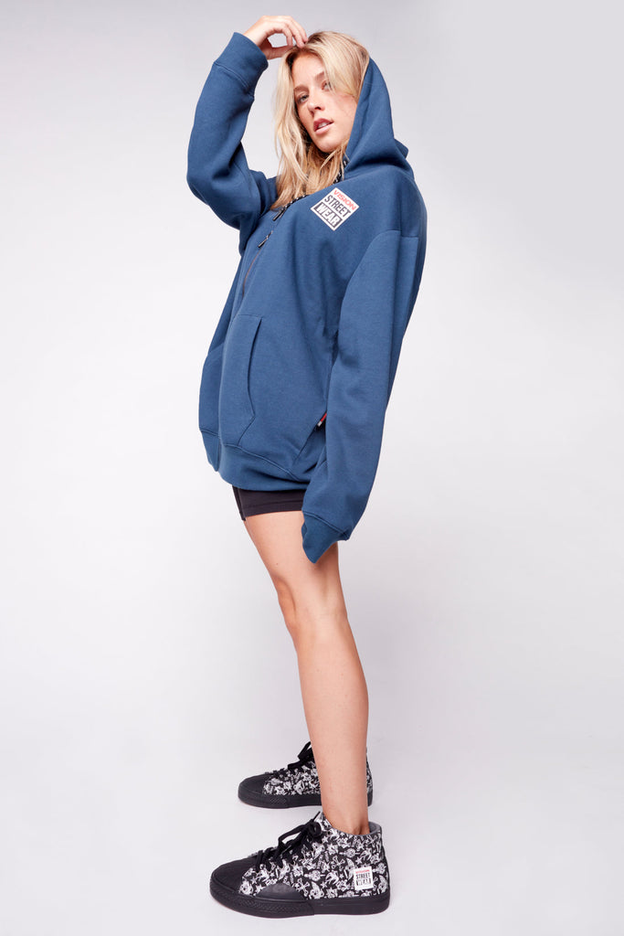 Small Logo Print Hoodie - Navy - DENIM SOCIETY™