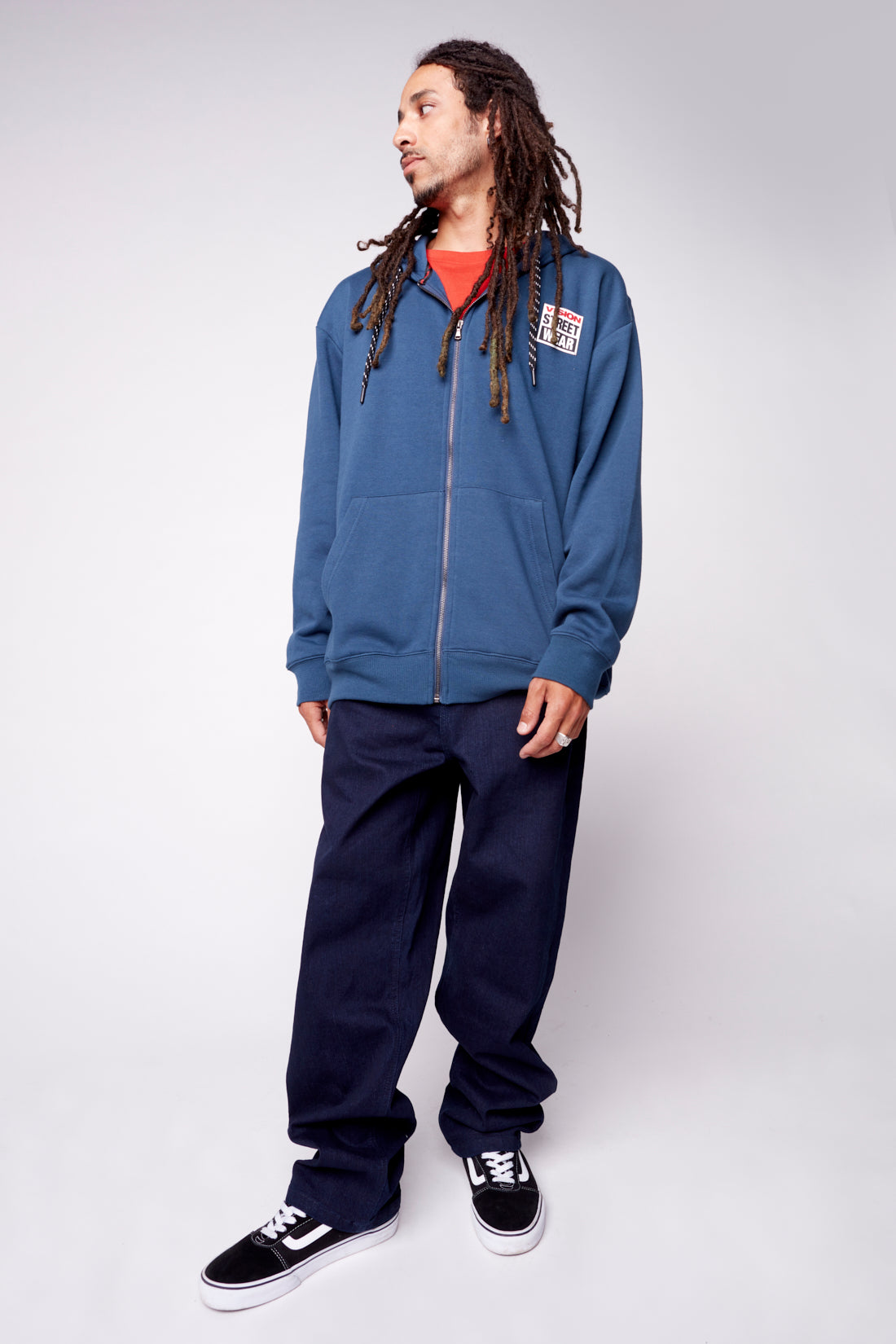 Small Logo Print Hoodie - Navy - DENIM SOCIETY™