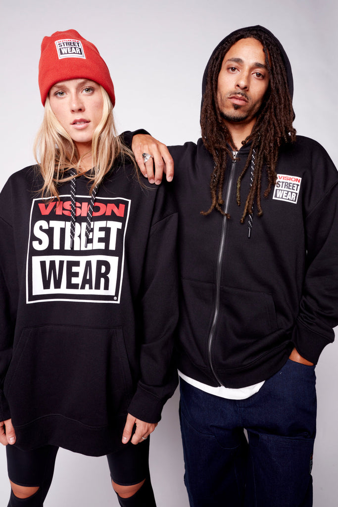 Iconic Logo Hoodie - Black VISION STREET WEAR ™