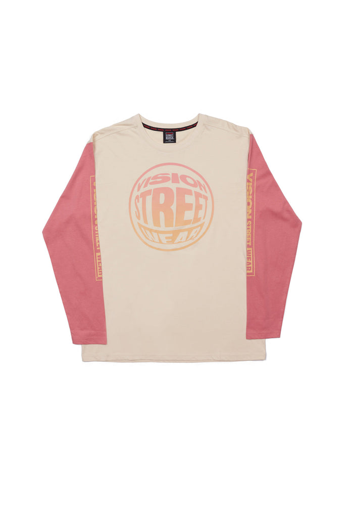 Fisheye Large Logo Print Tee - Bone/Dusty Rose - DENIM SOCIETY™