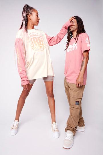 Fisheye Large Logo Print Tee - Bone/Dusty Rose - DENIM SOCIETY™