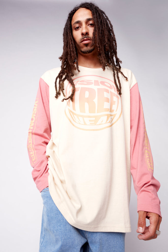 Fisheye Large Logo Print Tee - Bone/Dusty Rose - DENIM SOCIETY™