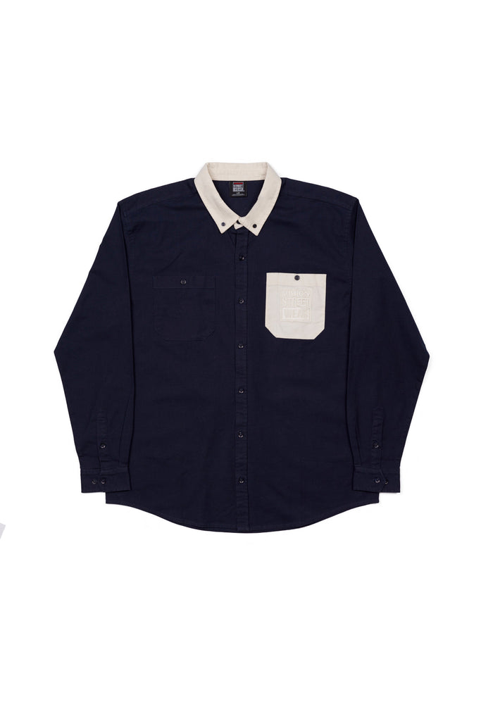 Relax Fit Shirt With Pocket - Navy - DENIM SOCIETY™