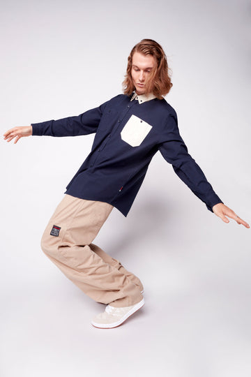 Relax Fit Shirt With Pocket - Navy - DENIM SOCIETY™