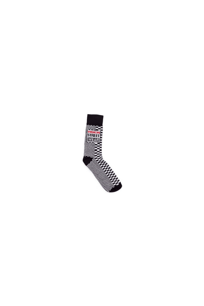 Broken Checks Pattern Sports Socks - Black/Ivory - DENIM SOCIETY™